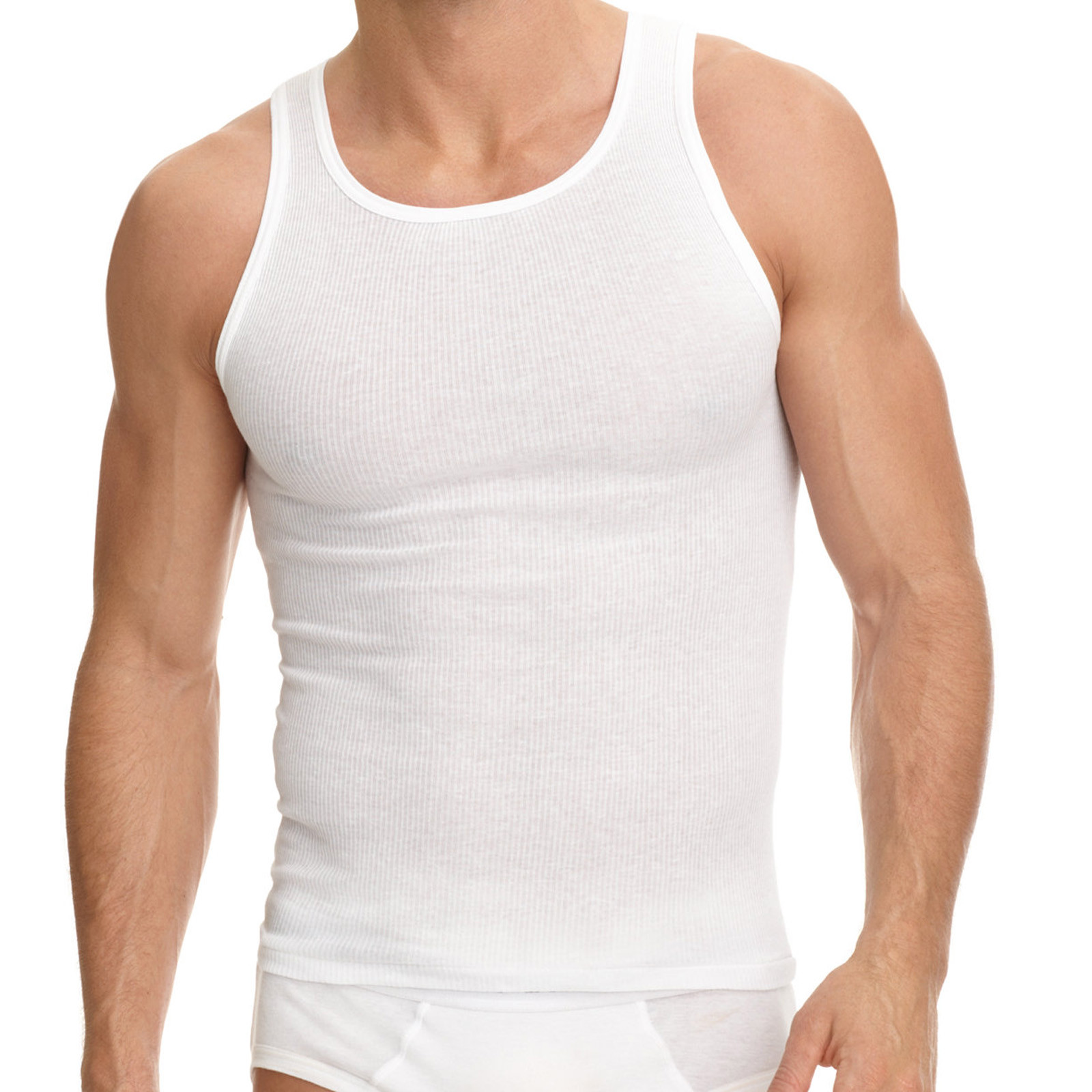 3-6 Packs Mens 100% Cotton Tank Top Wife Beater A-Shirt Undershirt Ribbed Black