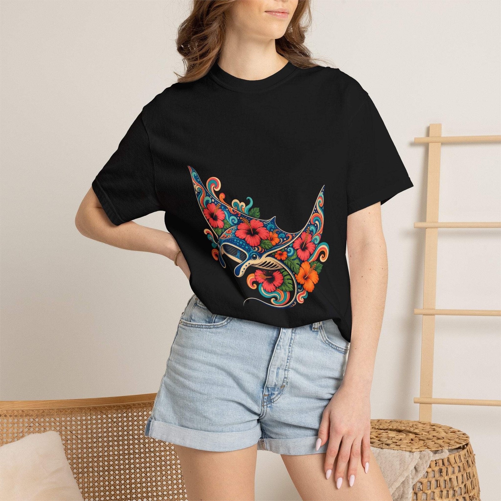 Psychedelic Hibiscus Manta Graphic Tee