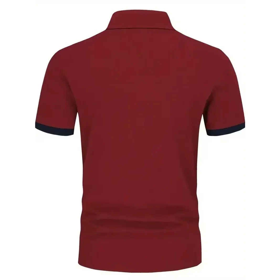 100% Polyester Men Clothes New Summer Pure Color Short Sleeve Business Casual Go