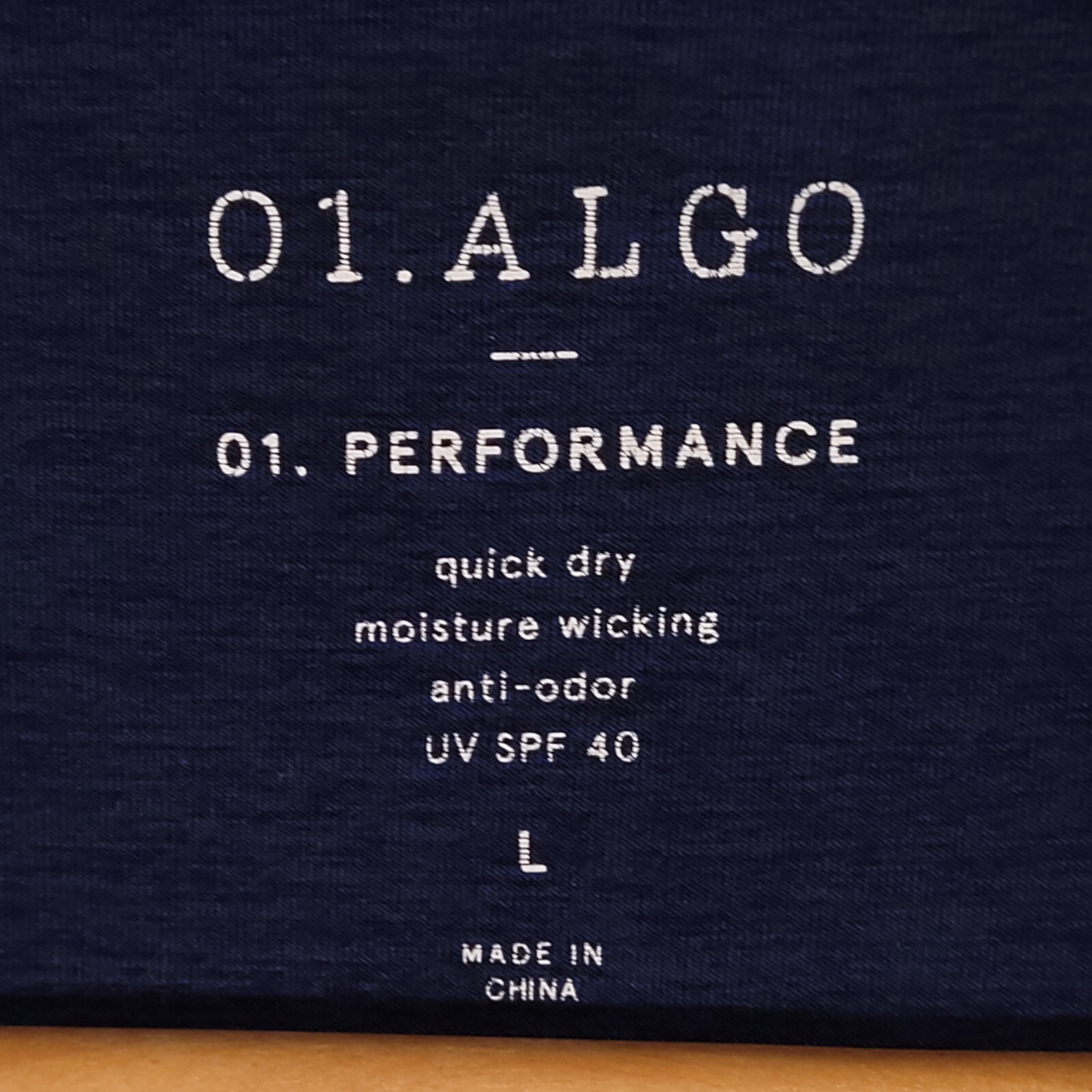 01.Algo Performance Men’s L Blue Activewear T-Shirt SPF 40 Quick Dry Anti Odor