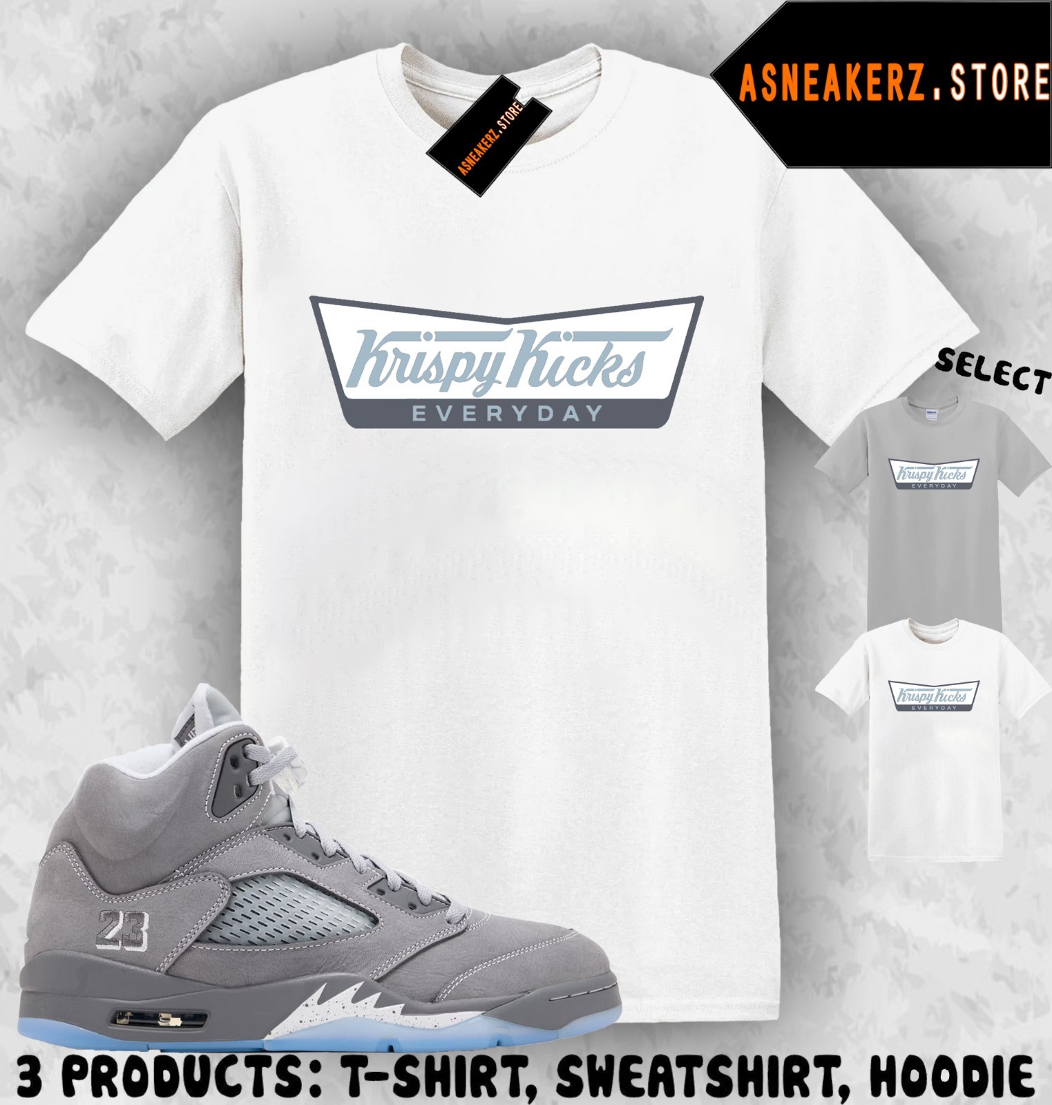 Tee Shirt Matching AJ 5 Wolf Grey 2026 To Match Sneaker Krispy Kicks T-Shirt