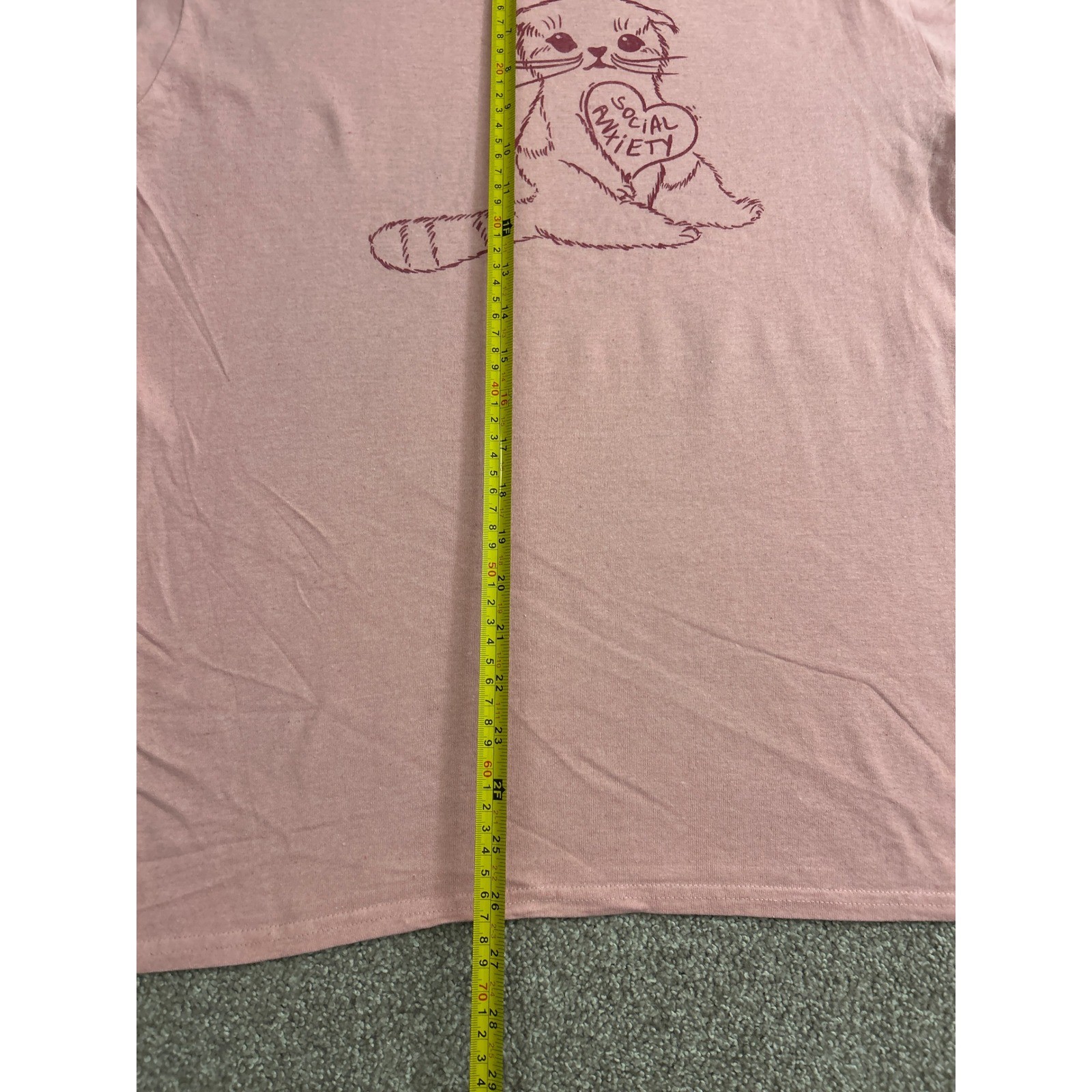 Brisco Brands T-Shirt Mens Large Pink Excellent Social Anxiety Cat Graphic Tee