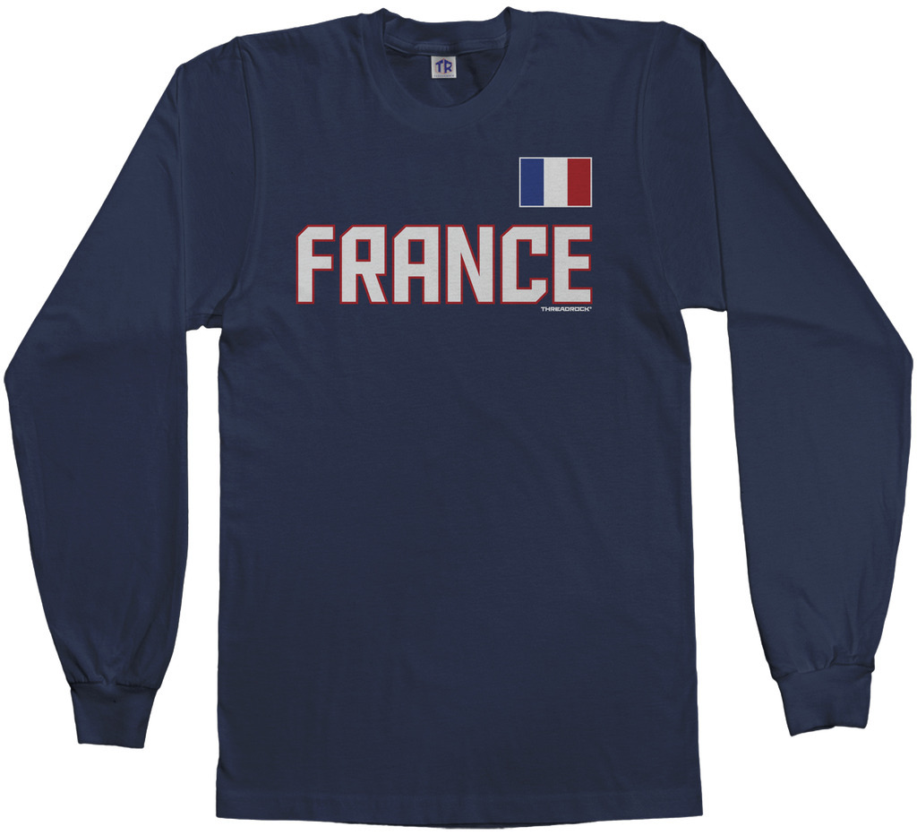Threadrock Men’s France National Team Long Sleeve T-shirt French Pride
