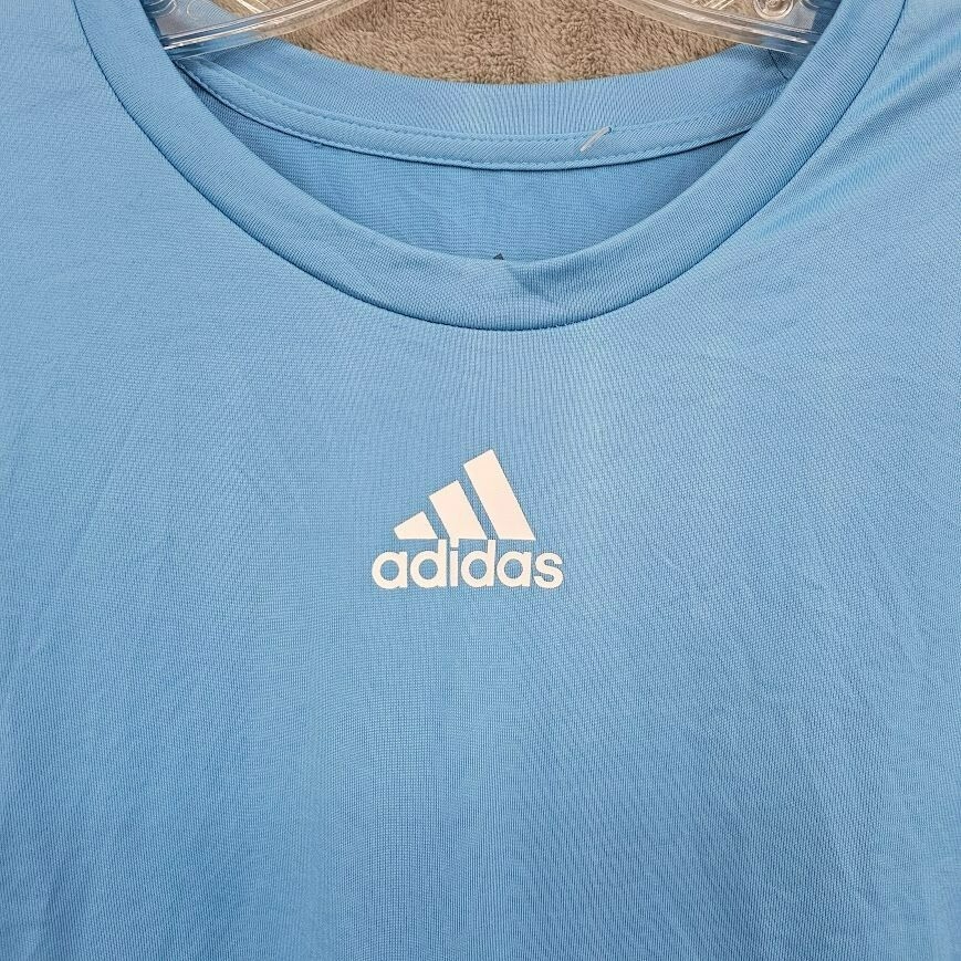 Adidas Creator Tee 2XL Light Blue White Short Sleeve Aeroready Logo EK0084 New