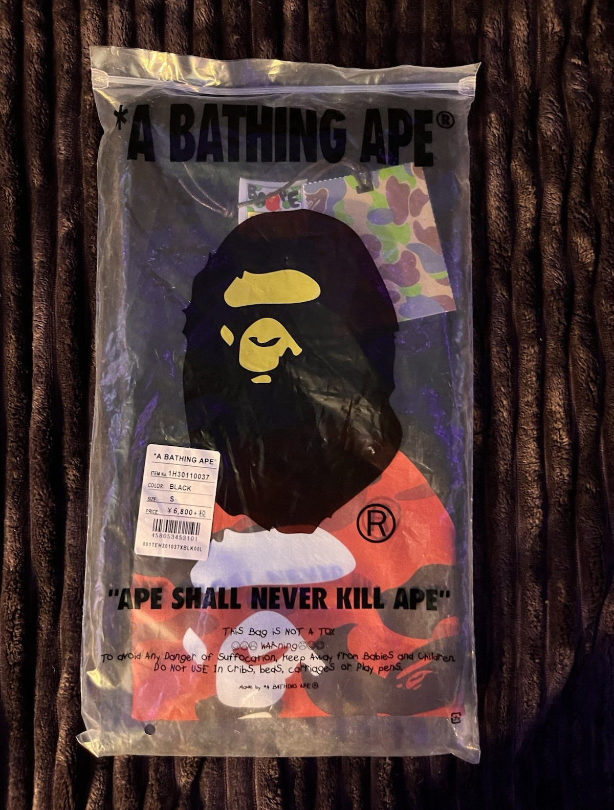 A Bathing Ape BAPE Black Ape Head Graphic Print Crew Neck T-Shirt Men’s S