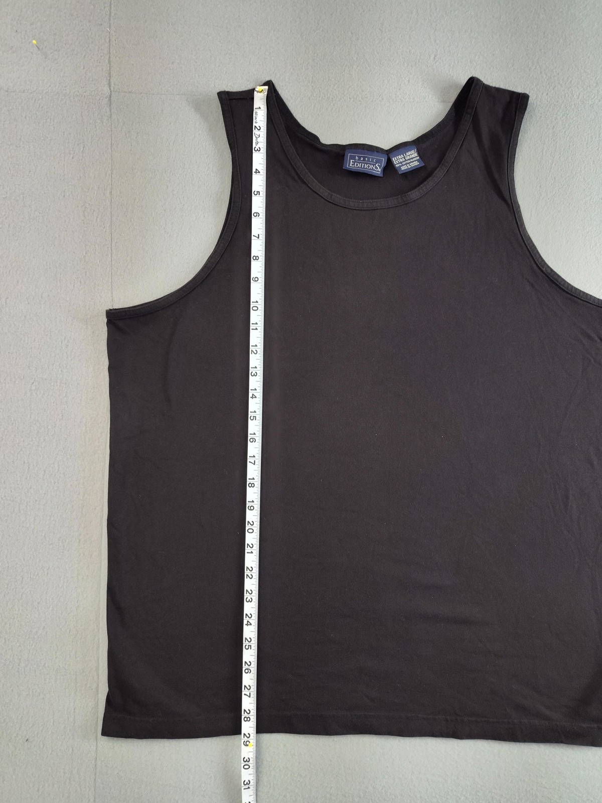 Basic Editions Tank Top Shirt Mens XL Black Sleeveless 100% Cotton Casual