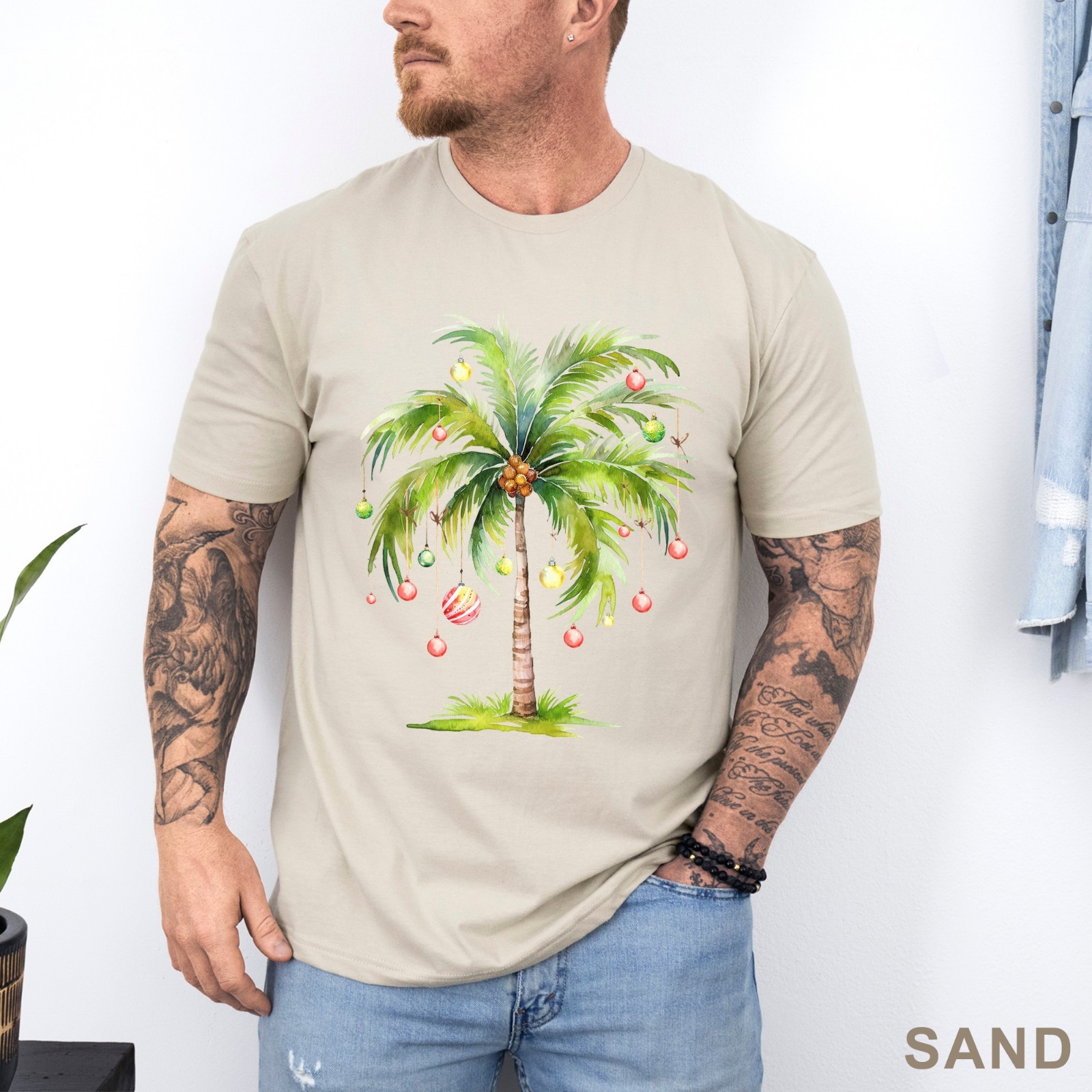 Christmas Palm Tree Shirt, Christmas Tree Tee, Tropical Palm Christmas, 203733