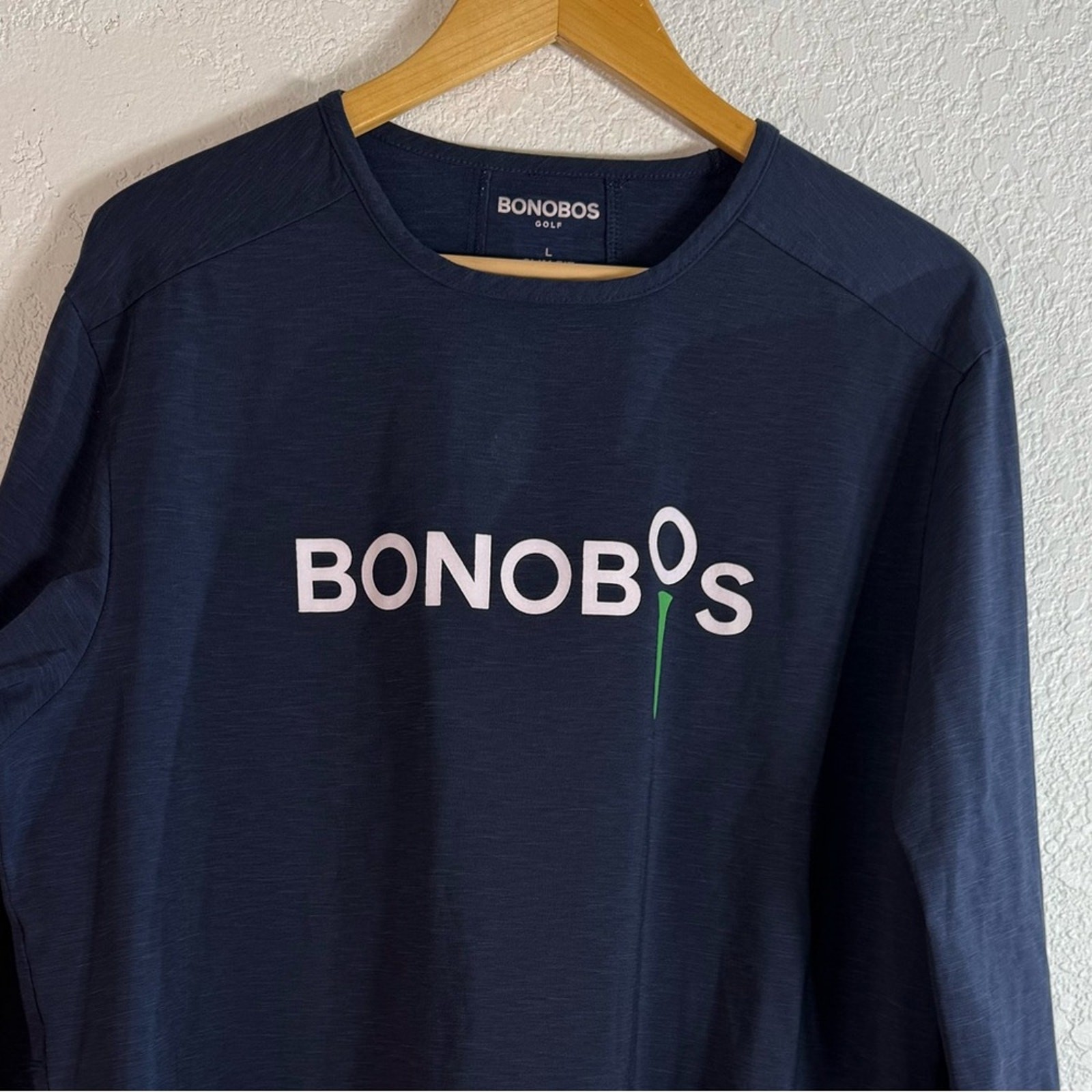 Bonobos Golf Slim Fit Long Sleeve T-shirt Dark Blue Logo Casual Weekends Large