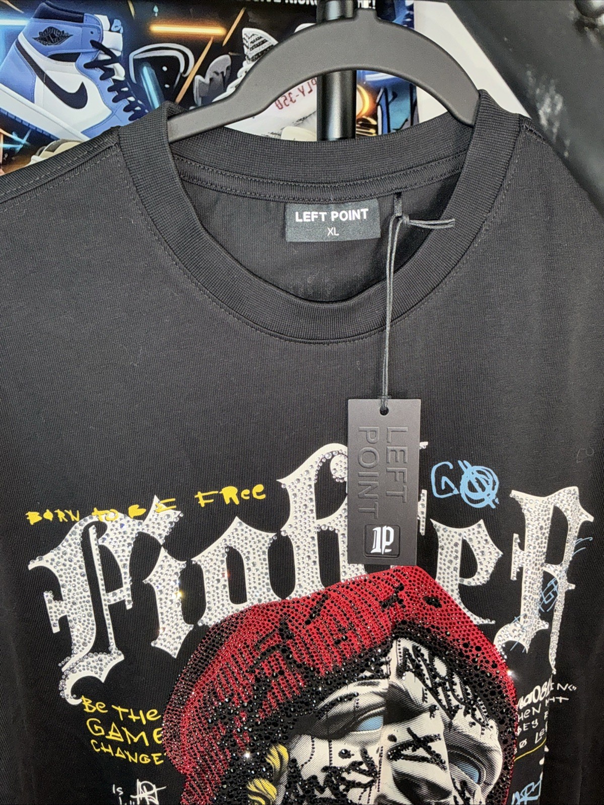Left Point Italy Black Fighter / Graffiti Men’s T-Shirt Size XL