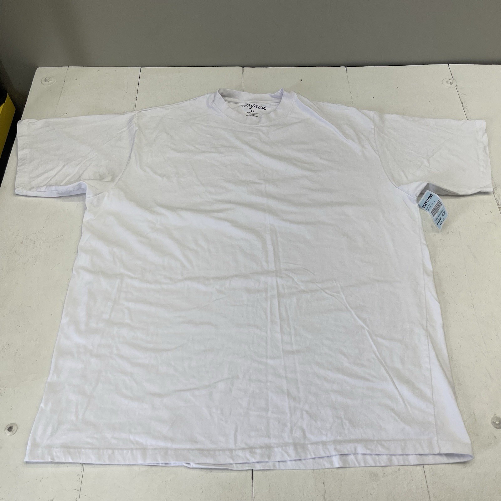Greystone 100% Cotton Basic White Short Sleeve T Shirt Mens Size 4X Defects