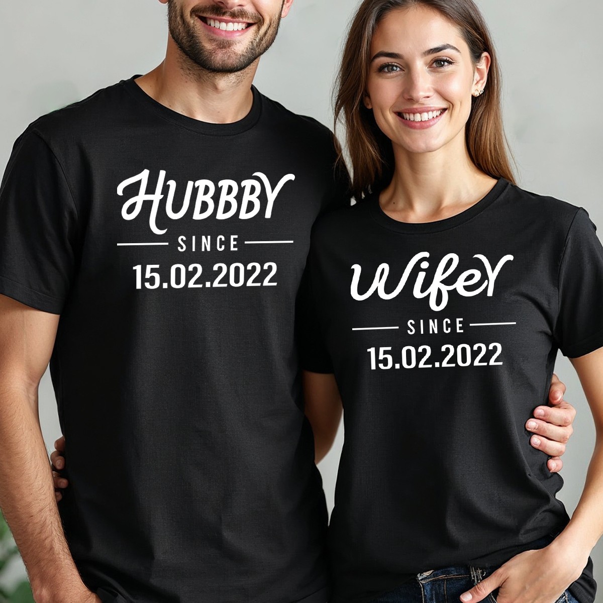 Husband Wife Personalised Matching Couple Tshirts Wedding Gift Anniversary