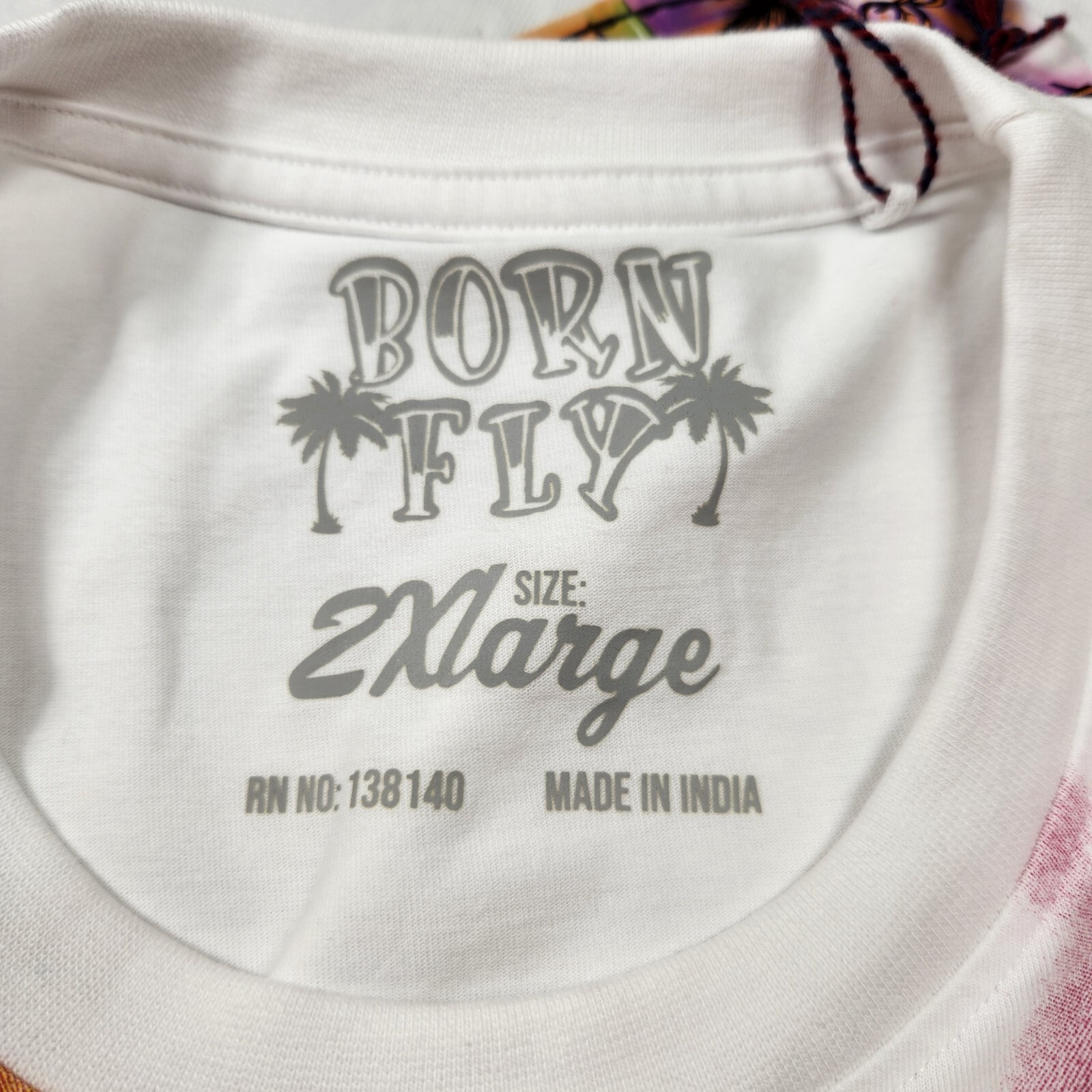Born Fly Graphic T-Shirt Mens 2XL Pink Yellow Airbrush Beach Sunset Cotton NWT