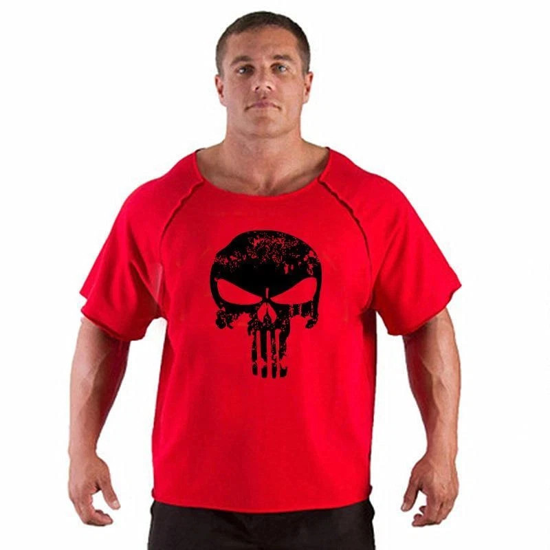 Men’s T Shirts Fitness Men Bodybuilding Shirt Batwing Sleeve Rag Shirt Gym