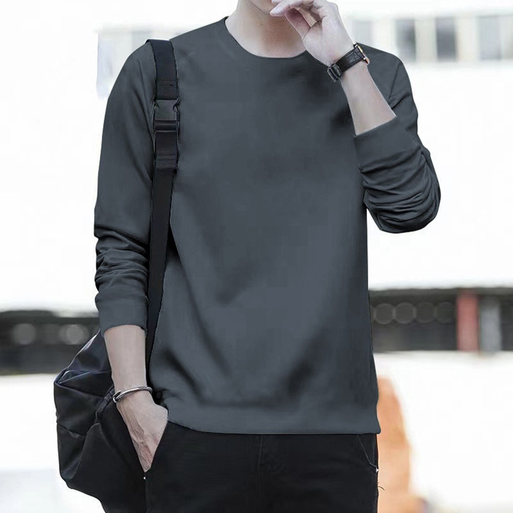 Pullover Design Long Sleeve Tee Mens Casual Top Lightweight Fabric Easy Care