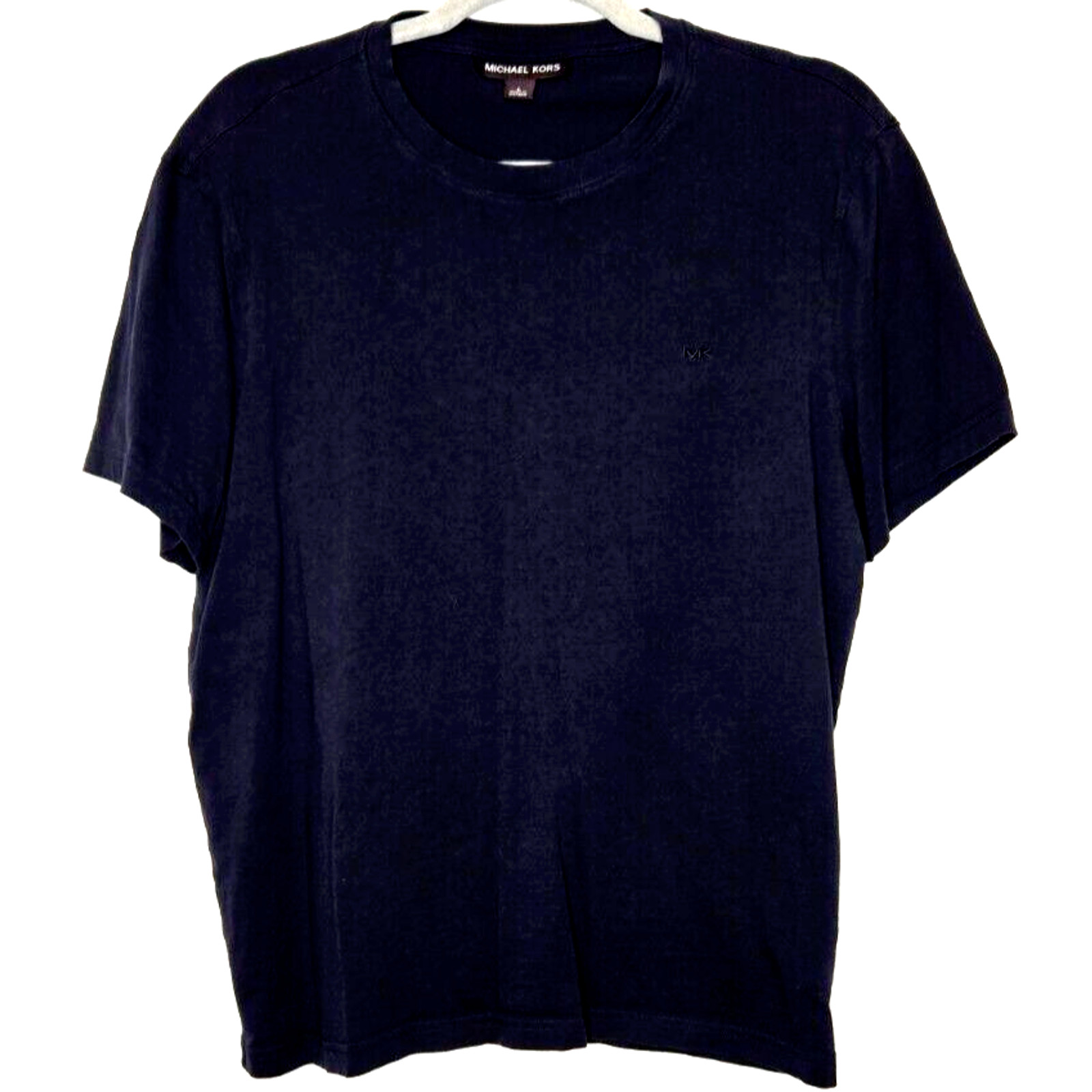 Michael Kors Mens T Shirt Large Navy Blue Cotton Short Sleeve Crew Logo Soft Tee