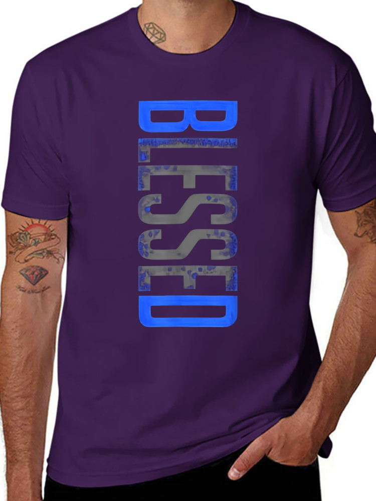 Men’s Plus Size Casual Crew Neck T-Shirt – Geometric-Pattern, Smooth Cotton