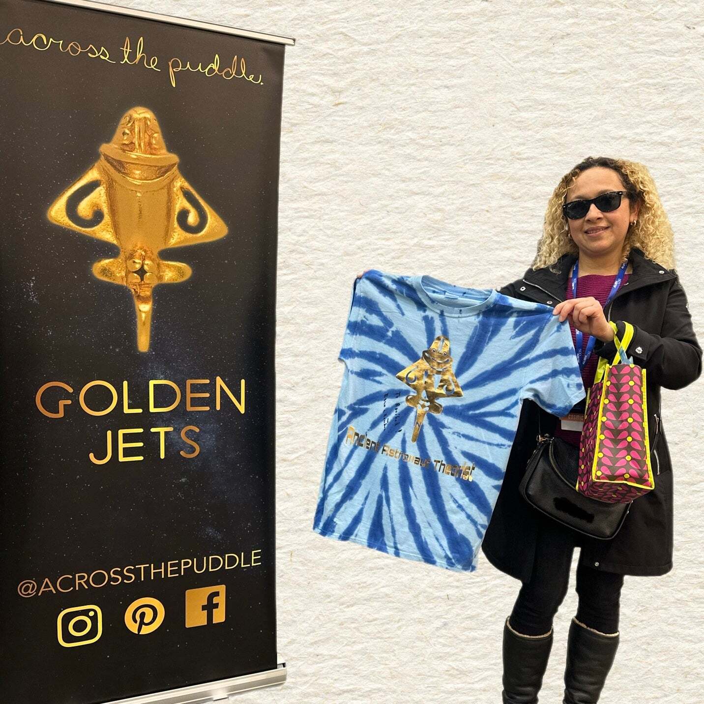 Astronaut Blue Tie Dye T-Shirt – Gold Foil Design, Comfortable Fit, Cosmic Style