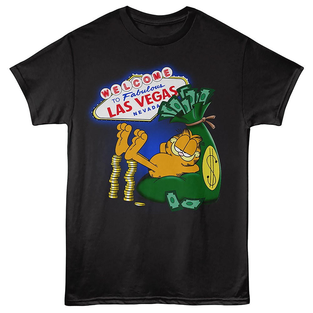 Traveling Garfield Welcome To Las Vegas Nevada Chillin Money Bag Men’s T Shirt
