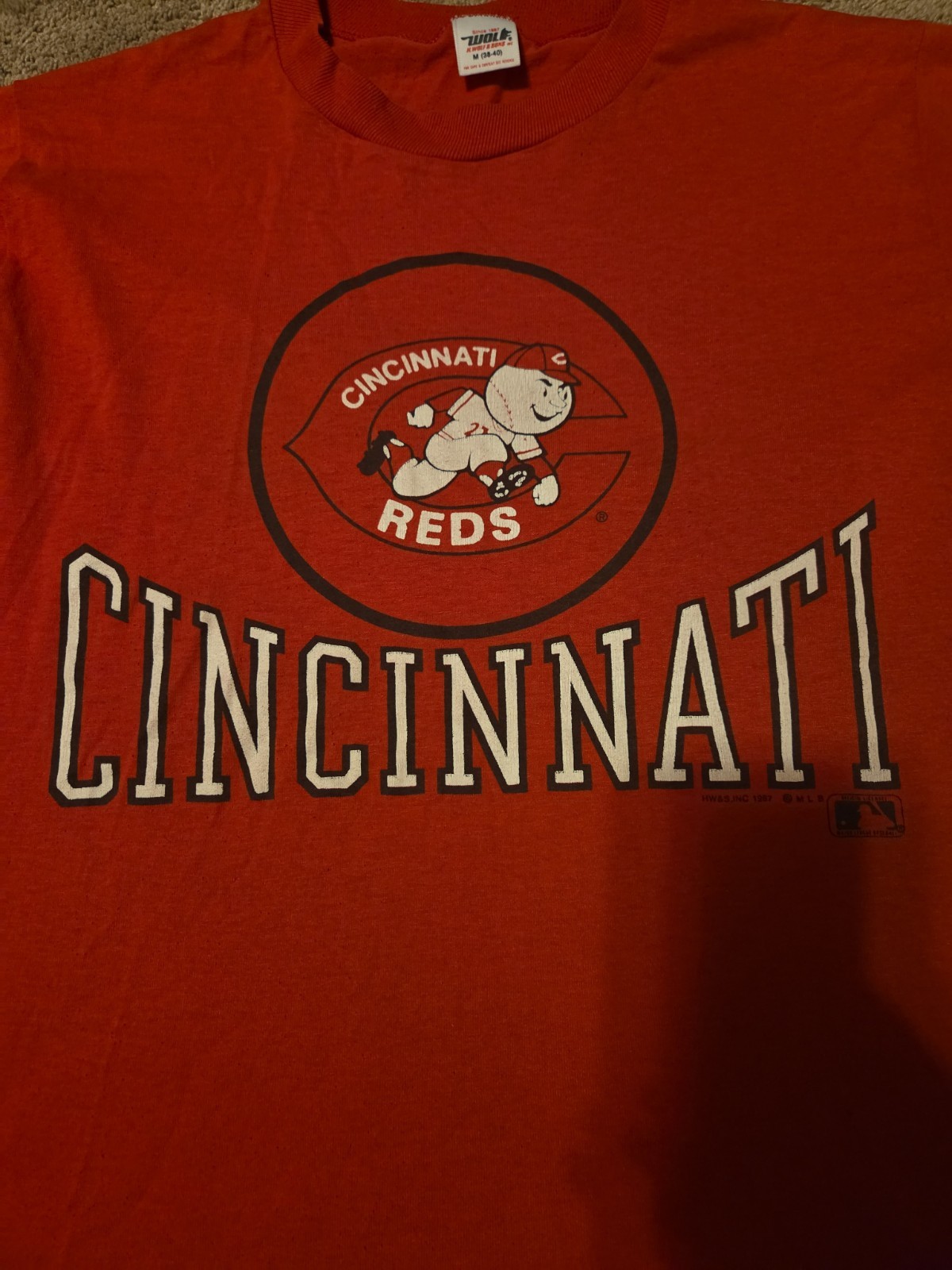 VTG 1987 Cincinnati Reds 80’s Tee SIZE M Wolf & Sons Made In USA