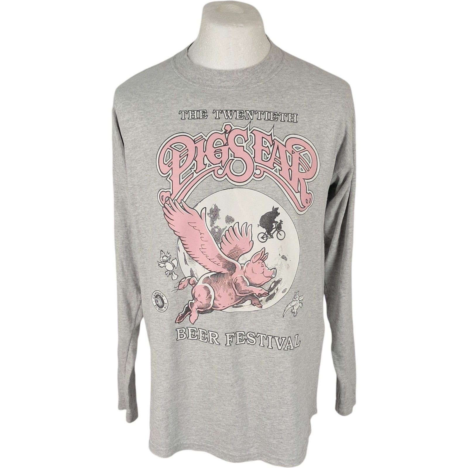 Screen Stars T Shirt Large Men’s Grey Vintage Pigs Ear Beer Festival 90s Graphic