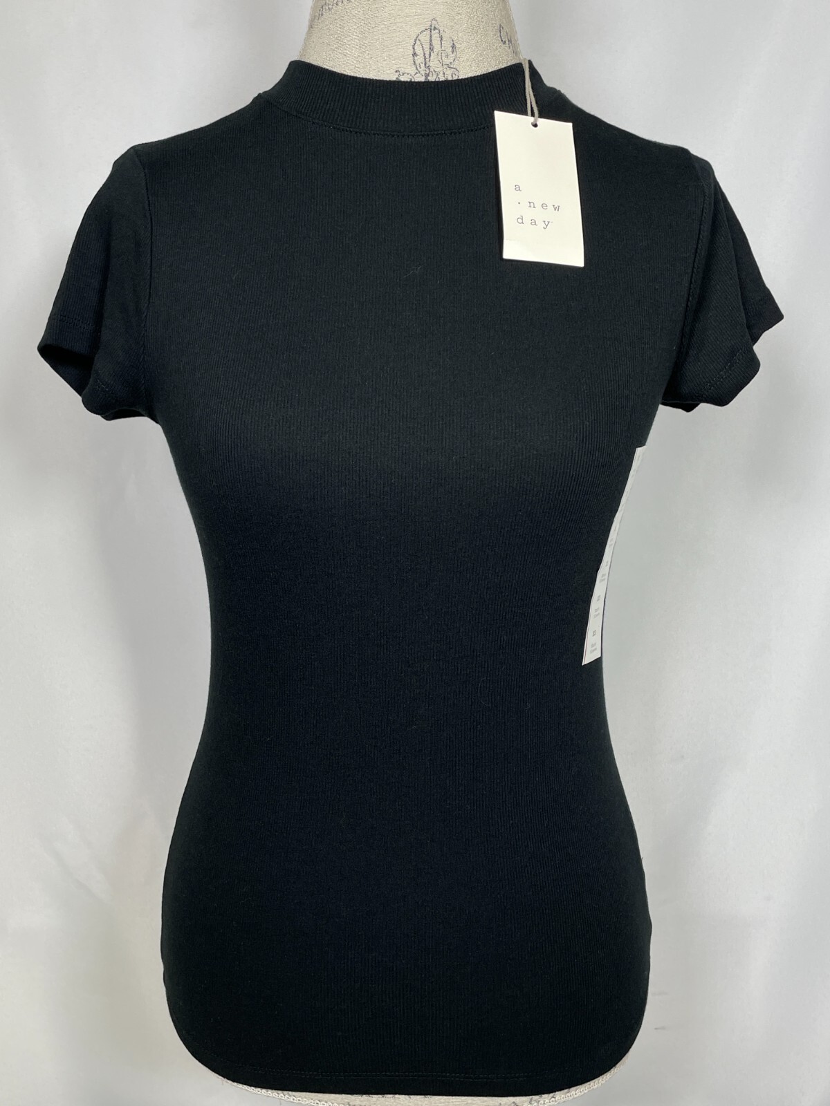 A New Day Black Cotton Blended Crew Neck T-Shirt Top Women’s SMALL NWT