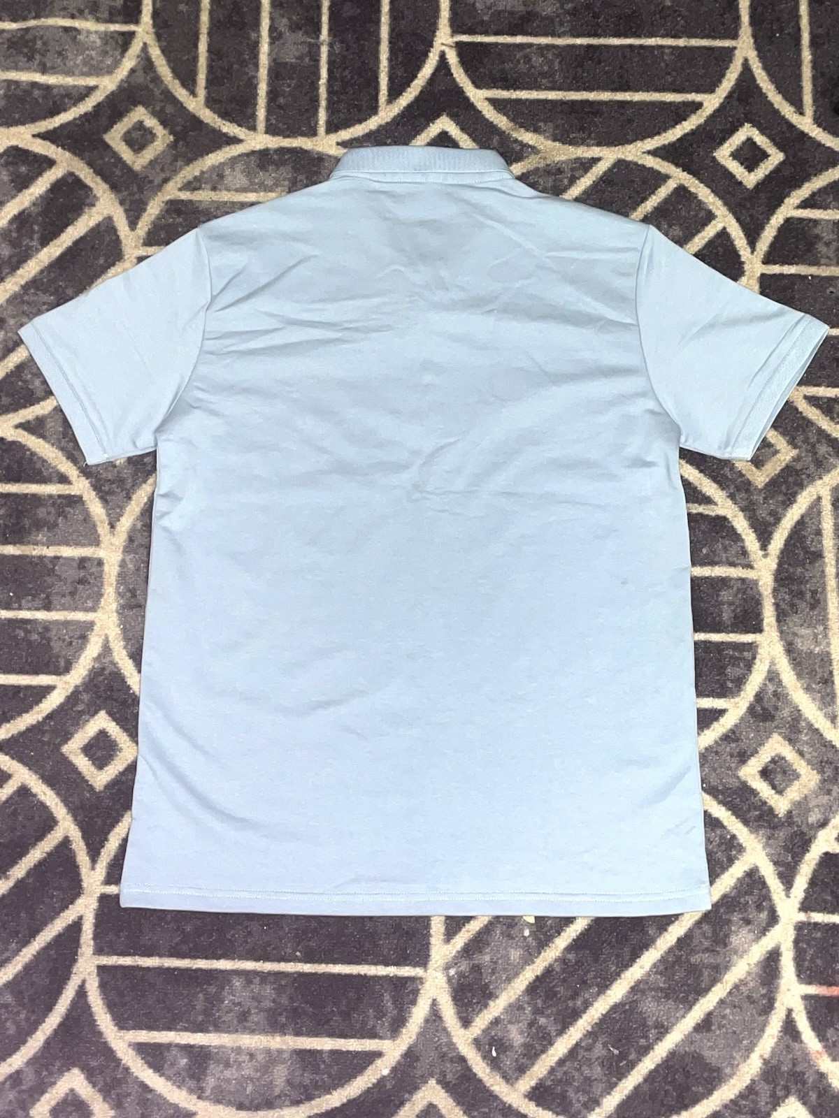 Caterpillar Men’s Size Large Black Light Blue Polo Shirt Collared Button Up