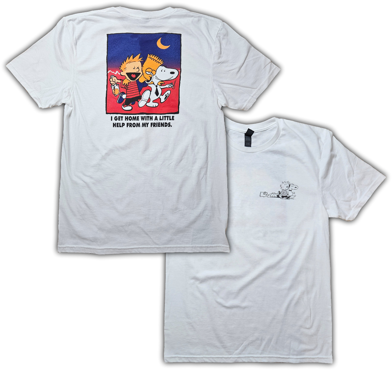 I Get Home With A Little Help From My Friends Short Sleeve T-Shirt Bart Snoopy