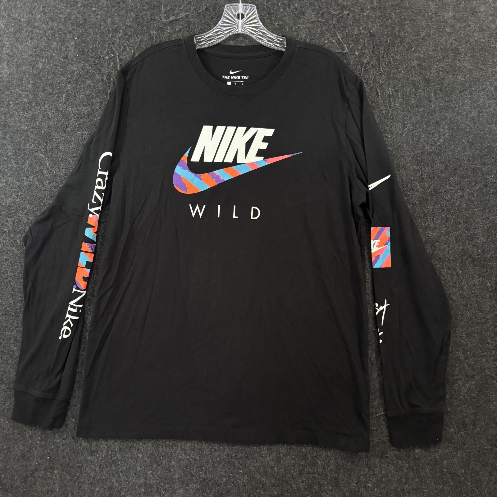 Nike Shirt Men’s Large Black Crazy Wild Sleeve Graphic Swoosh The Nike Tee
