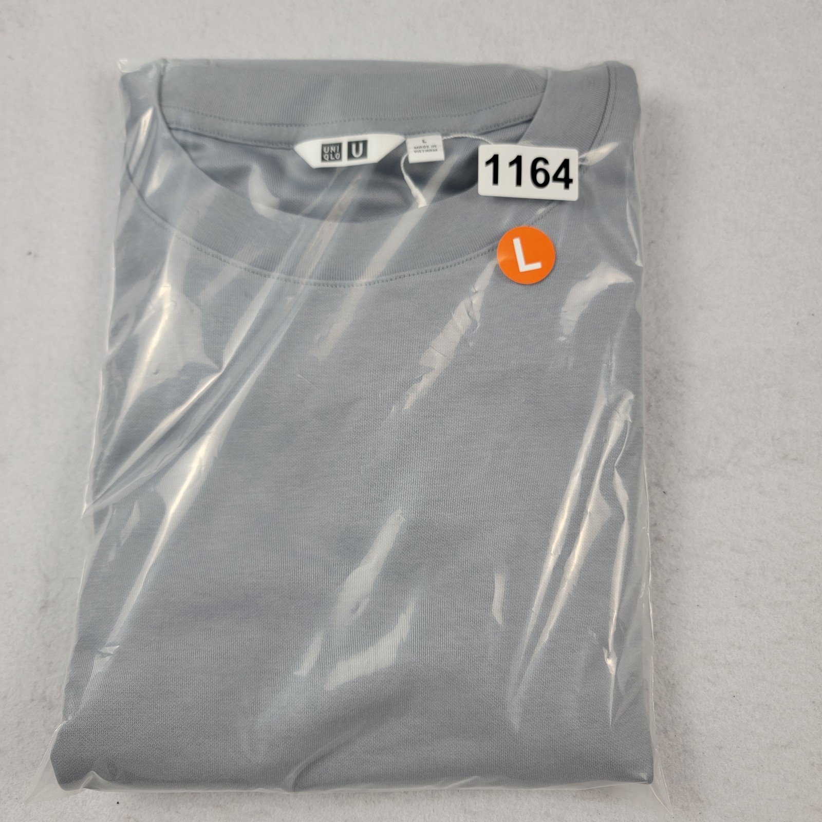 Uniqlo U Airism Cotton Oversized T-Shirt Gray Blue Size L Men’s Crew Neck 1164