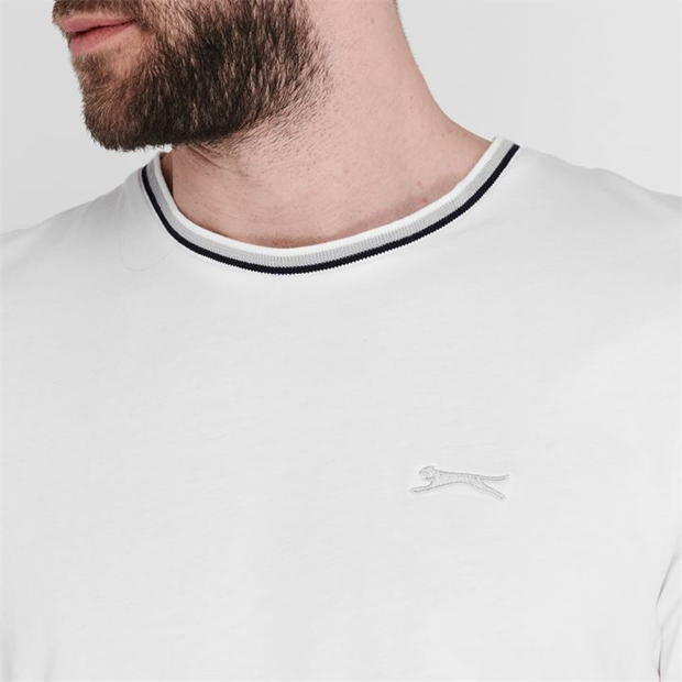 Mens Slazenger 100% Cotton Tipped Crew Neck T Shirt XS S M L XL XXL 3XL 4XL BNWT