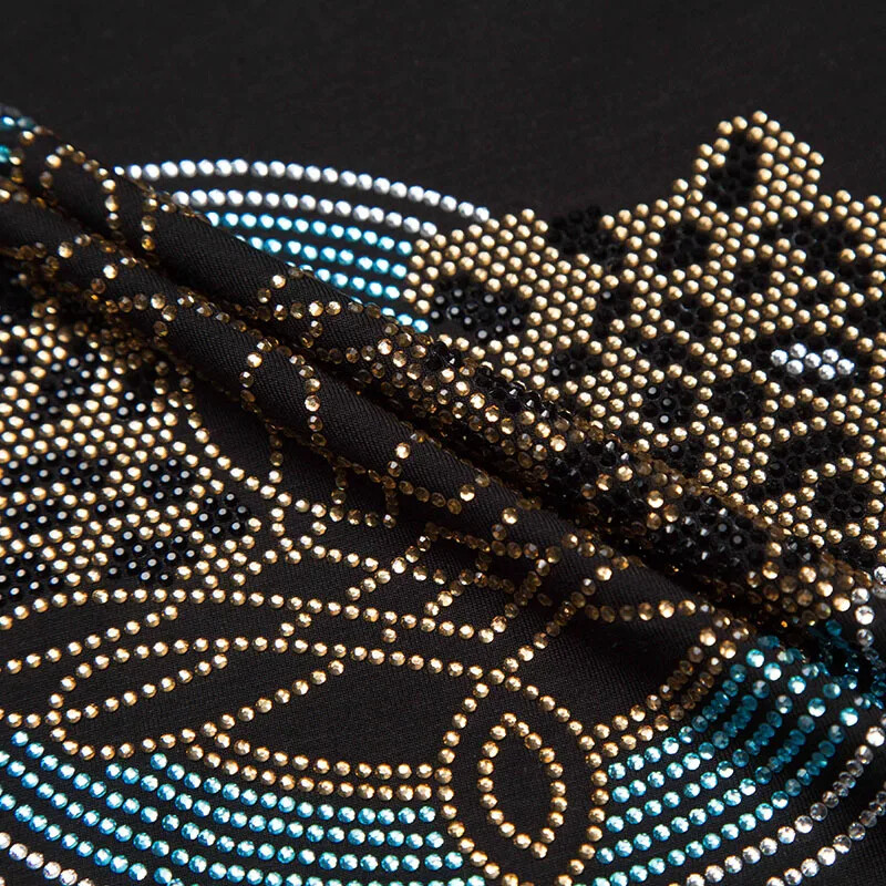 New Men Luxury Leopard Rhinestones Fashion Black White T-Shirt High Quality