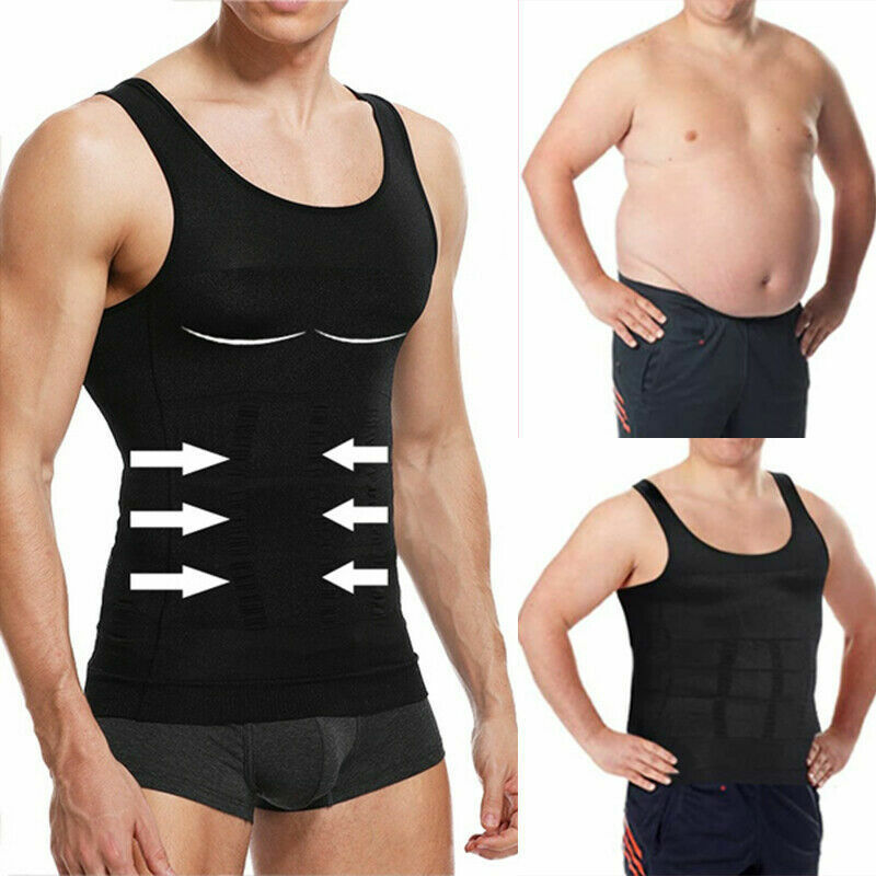 Men’s Chest Compression Shaping Vest Tummy Control Shirt Hide Gynecomastia Moobs