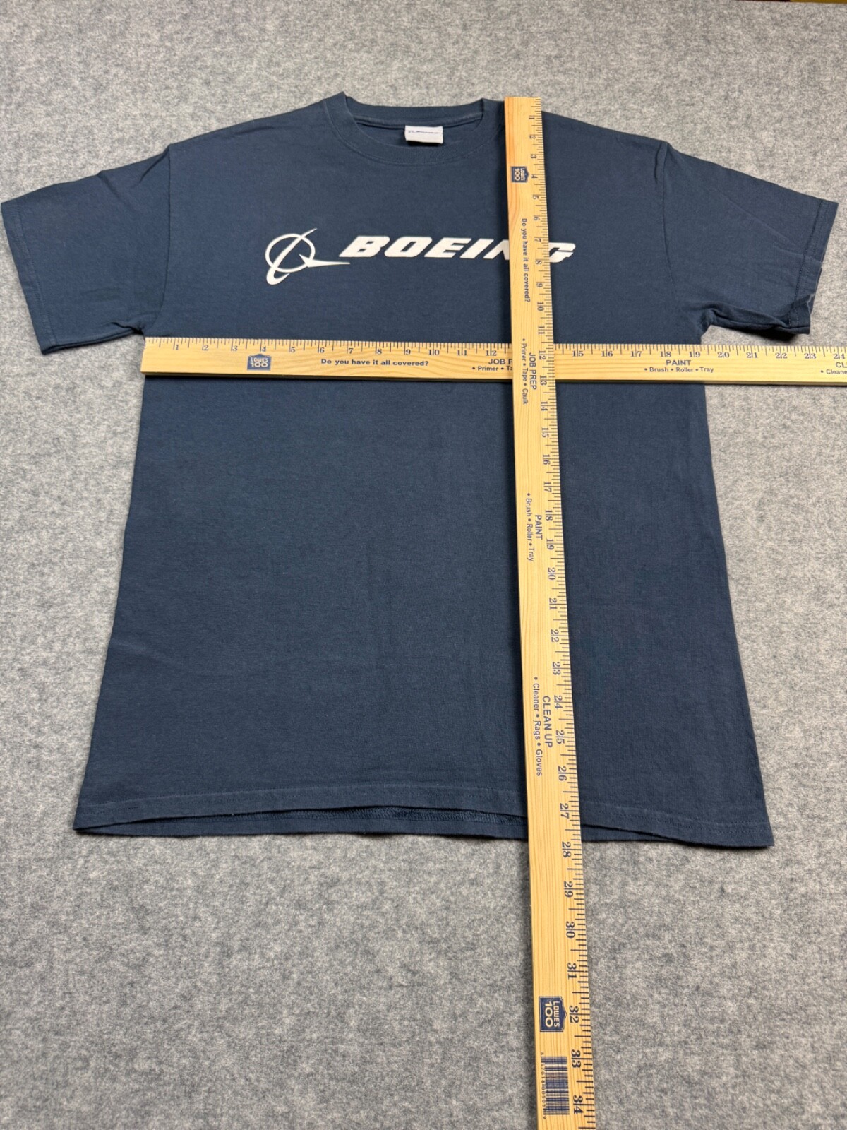Blue Boeing DISTRESSED Aircraft Mechanic Maintenace Flight Pilot Beater Shirt Md