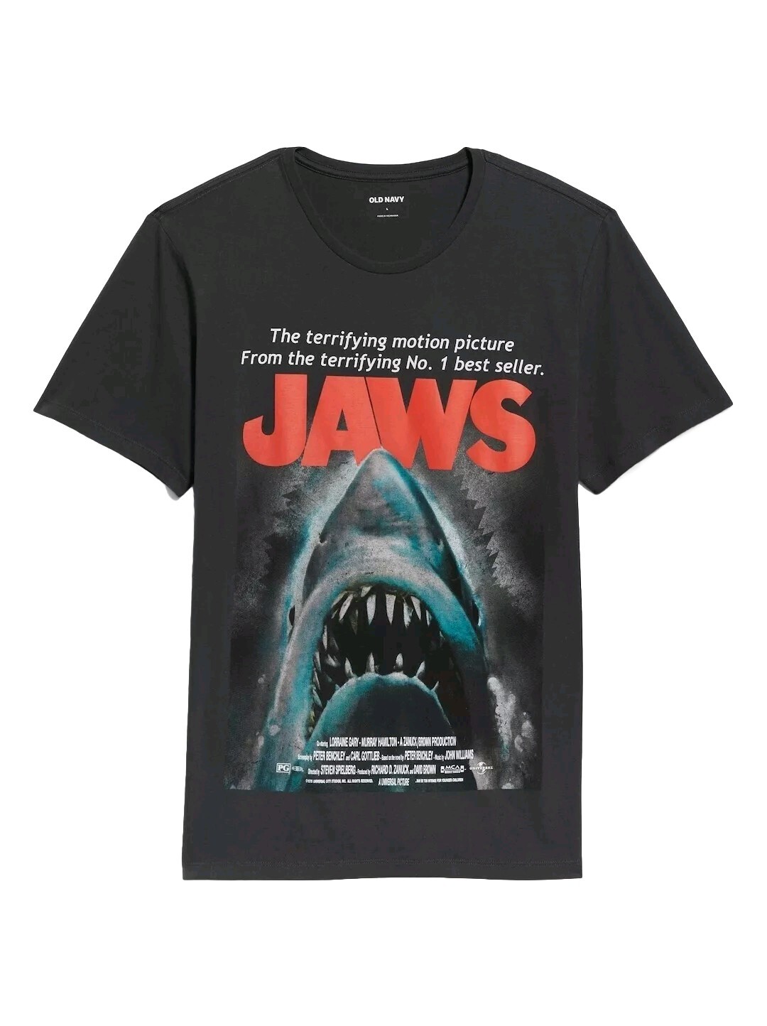 New Jaws Movie Poster Mens Large Soft Comfy Cotton Tee Great White Shark