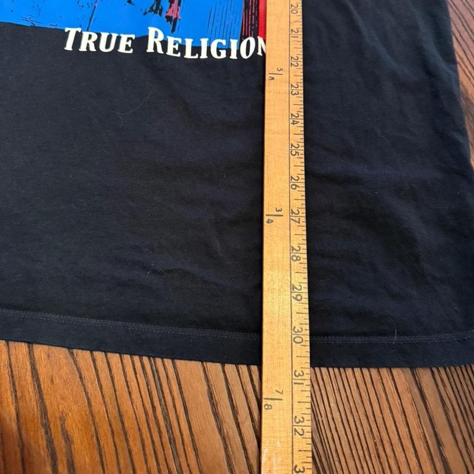 True Religion Shirt Mens Adult XXL Black Preppy Casual Logo Graphic Cotton T113