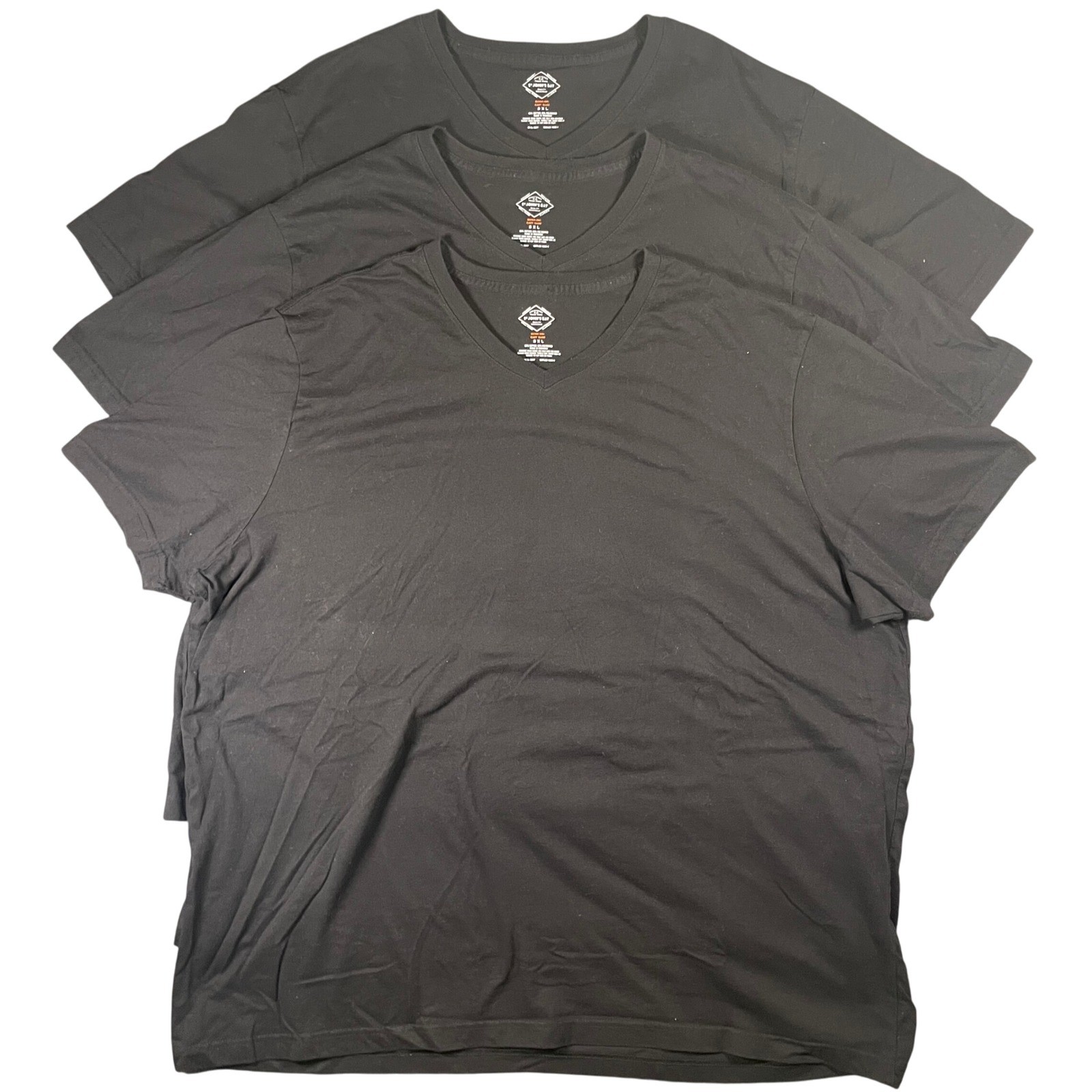 St John’s Bay Mens T Shirt 3 Pack 3XL Black V Neck Quick Dry Easy Care