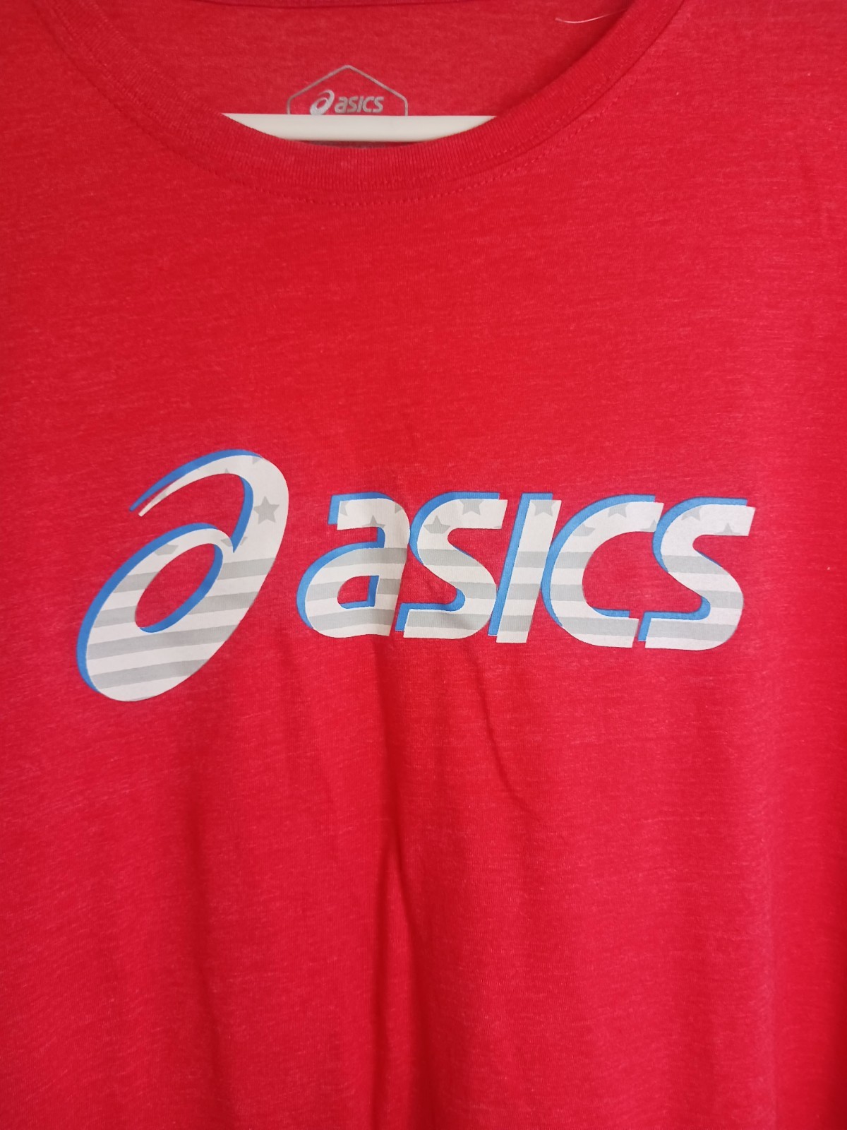 ASICS Athletic Tee Shirt Standout Fourth Red Short Sleeve Logo Men’s Size XL