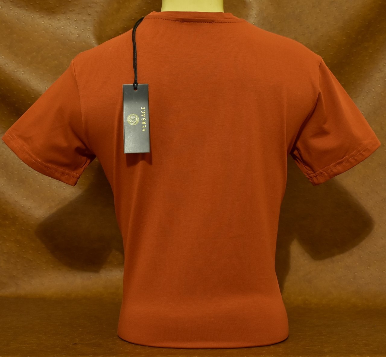 Men’s Versace Medusa Style Rhinestone T-Shirt Rust Luxury Designer US Size M