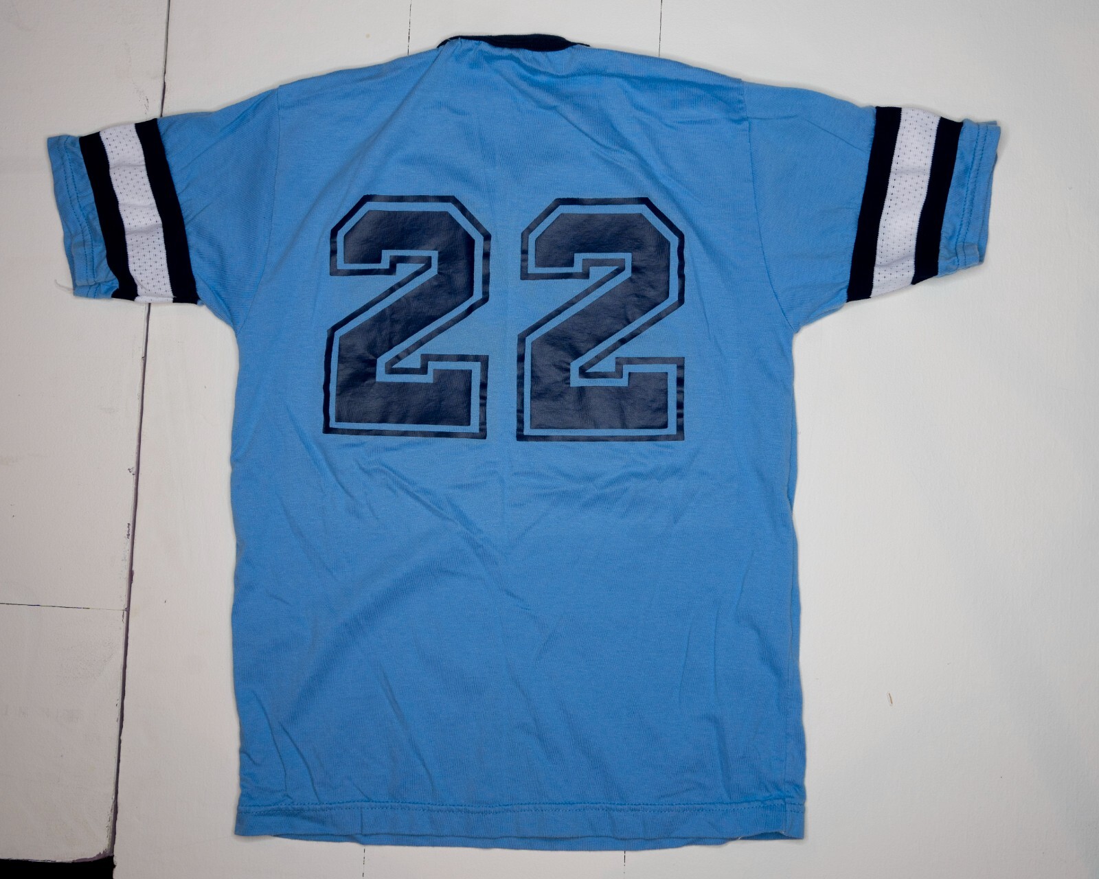 Vtg 80s Arthur Young #22 Men’s T-Shirt Blue Athletic Ringer Stripes Mesh Sz M