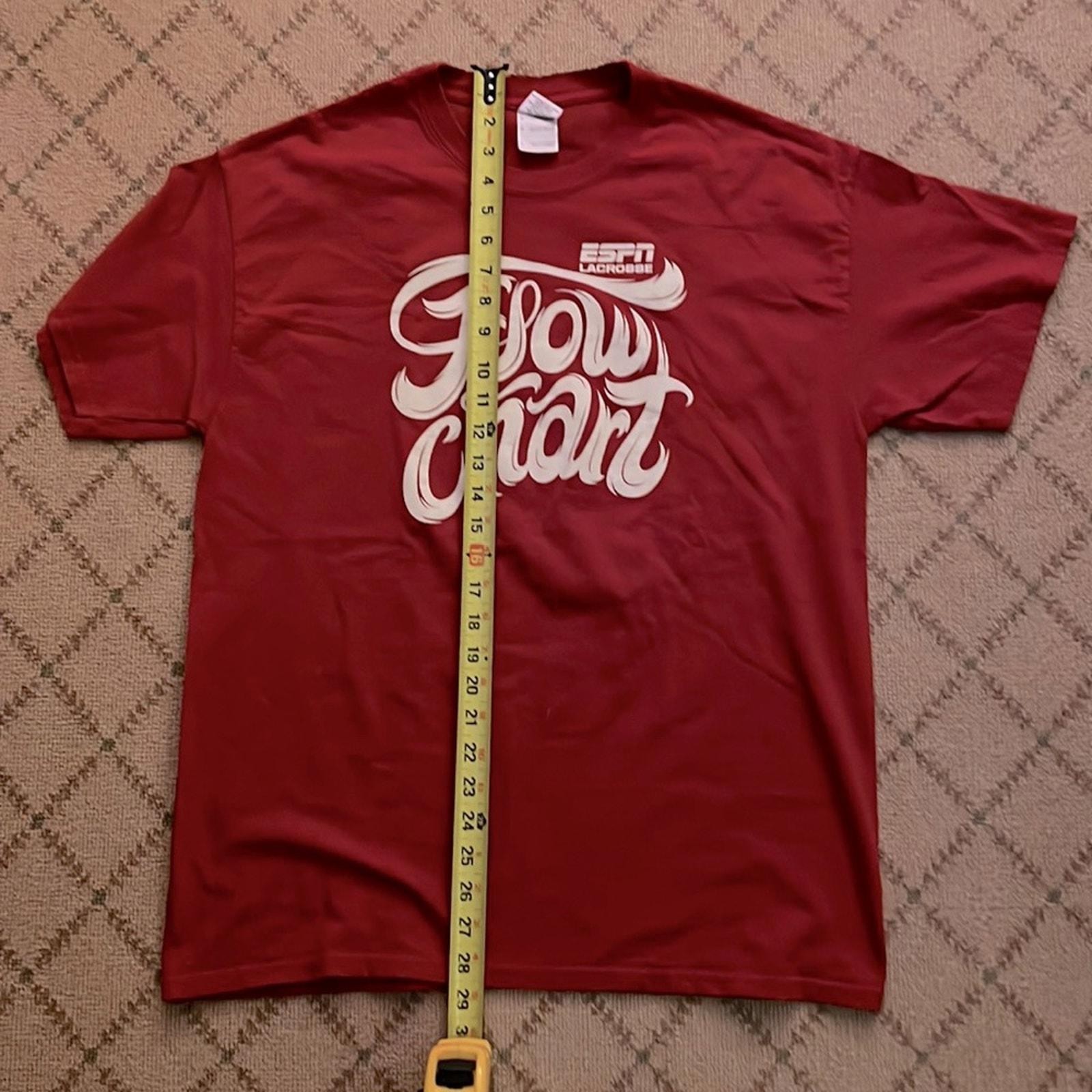 ESPN Lacrosse vintage deep red Flow Chart t-Shirt NWOT L