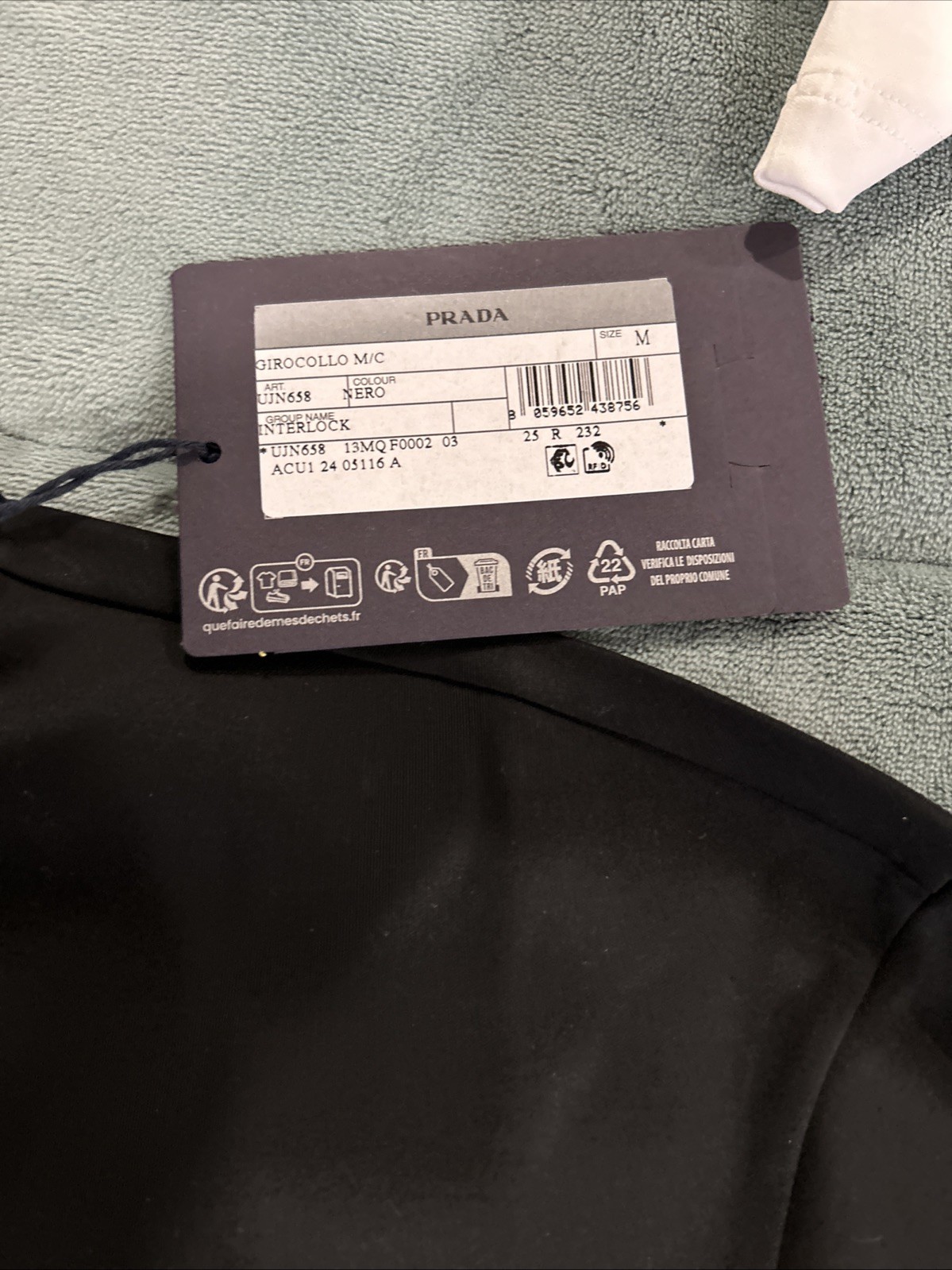 Prada Girocollo MC Jersey Shirt UJN896 Size M New With Tags Look !!! Black