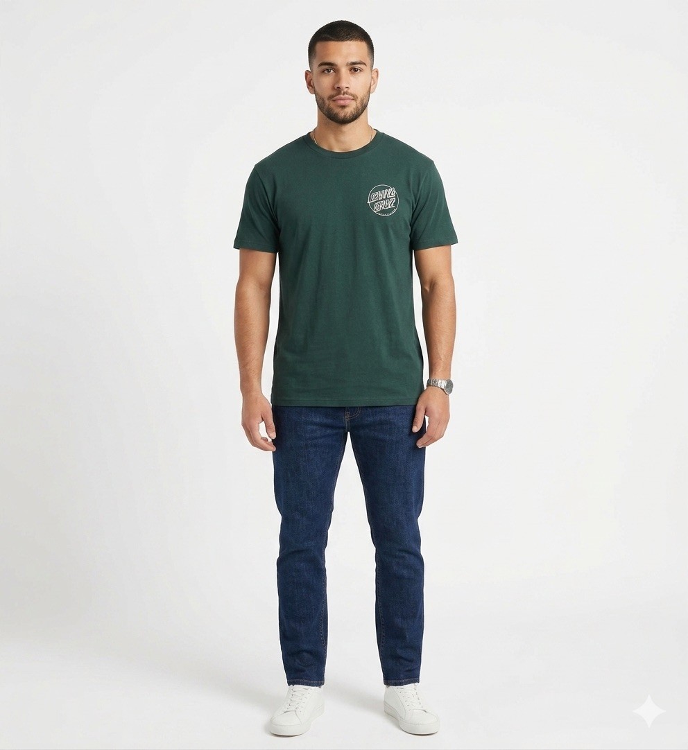 Santa Cruz Skateboards Original Logo T-Shirt Green 100% Cotton Men’s Size Large