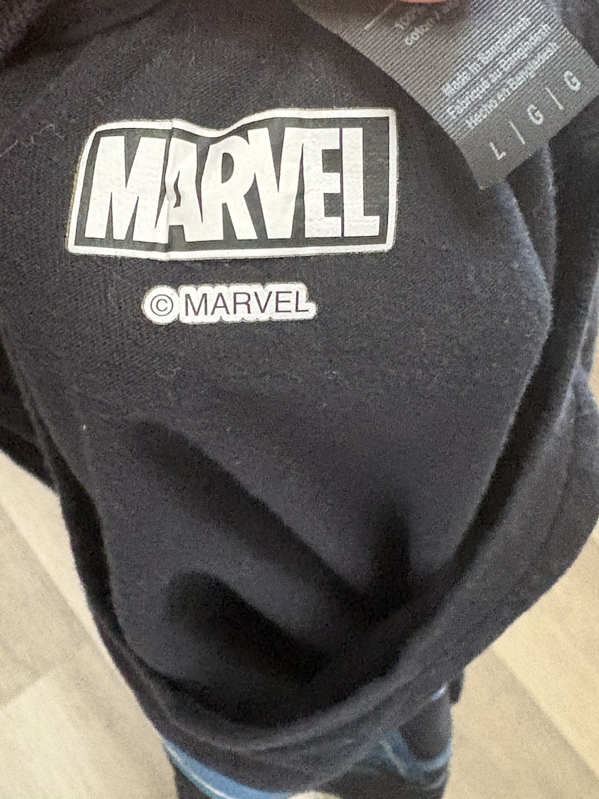 Marvel Men’s L Black/Blue Fantastic Four “4” Graphic Logo Crew Neck T-Shirt
