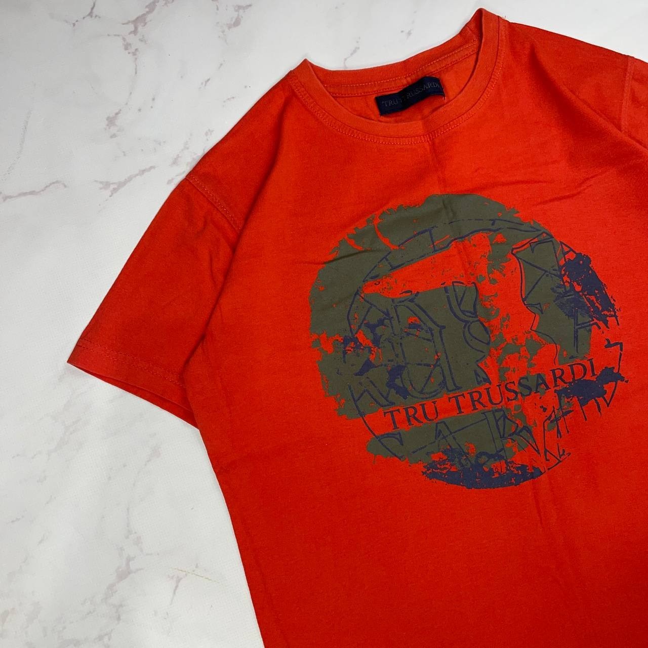 Vintage T-shirt Trussardi Big Logo Luxury tee Short Sleeve Red Size S