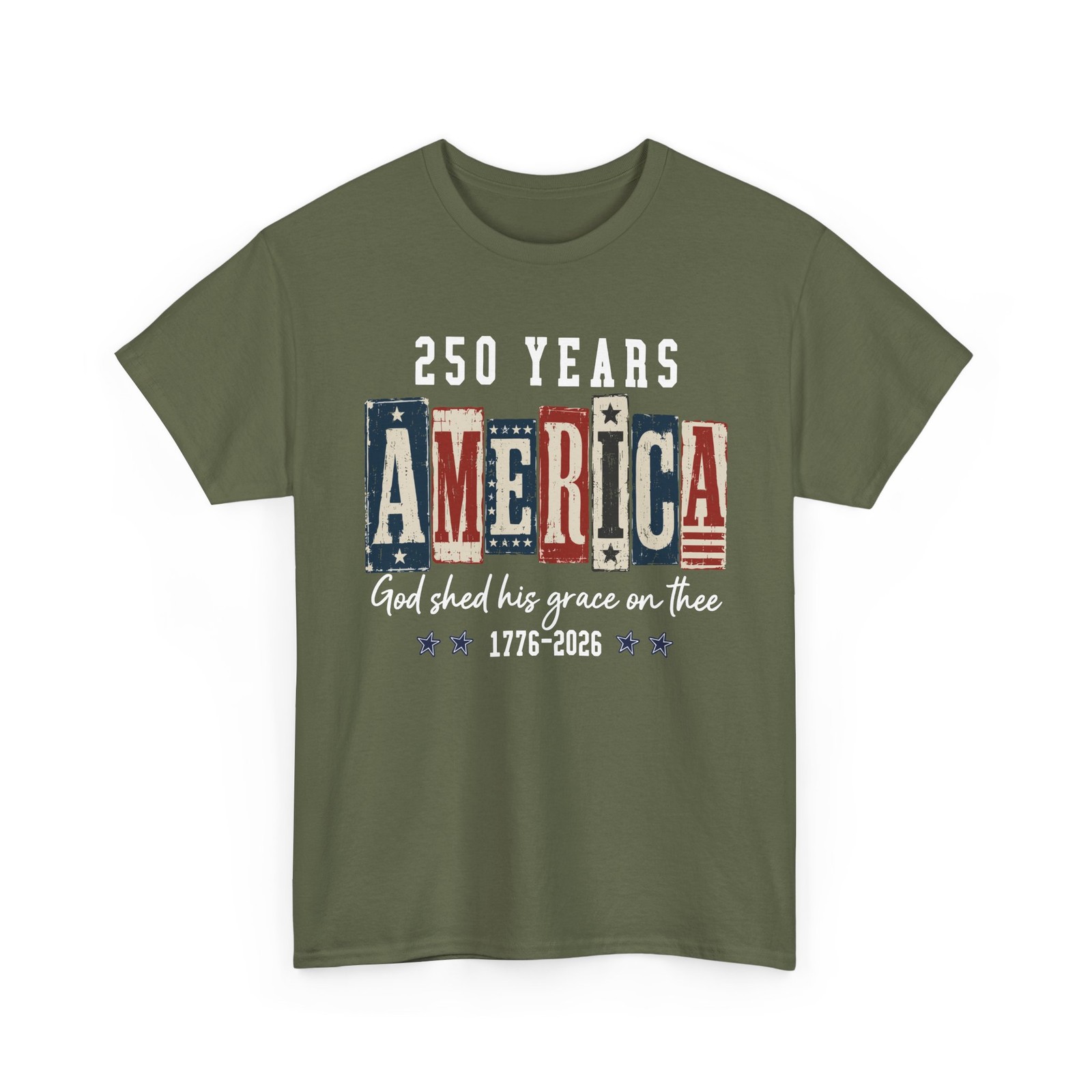 America 250 Years God Shed His Grace Men’s T-Shirt 1776 2026 Patriotic USA Tee
