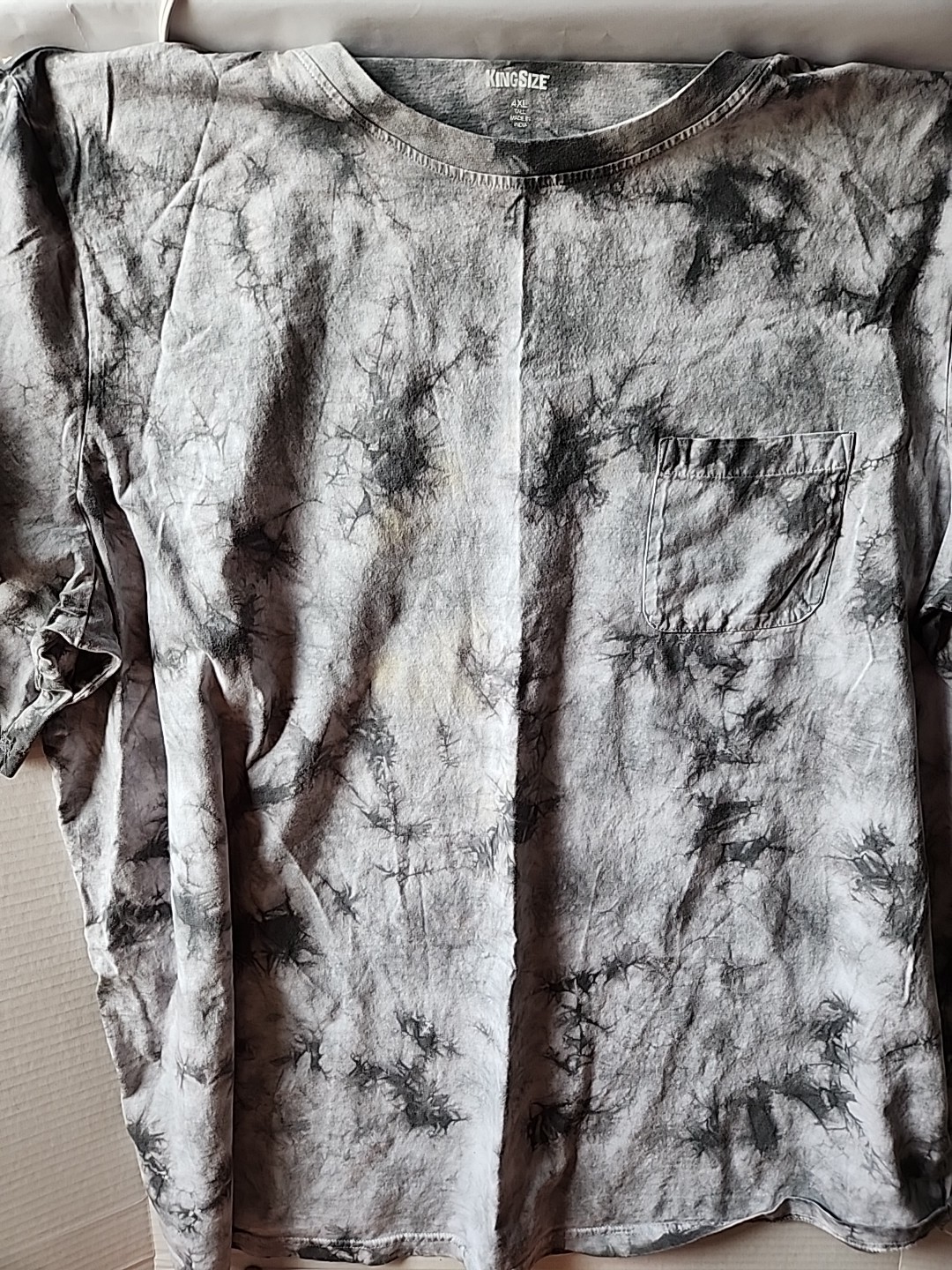 KingSize Men’s Big & Tall 4XL Gray Lightning Tie-Dye Graphic T-Shirt Tee