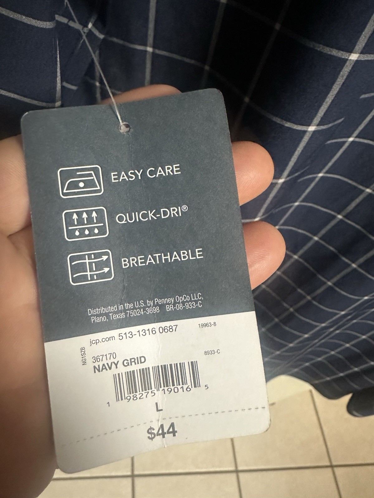 St. John’s Bay Button Up Shirt CLASSIC Easy Care Blue Plaid Quick Dry Large 46w