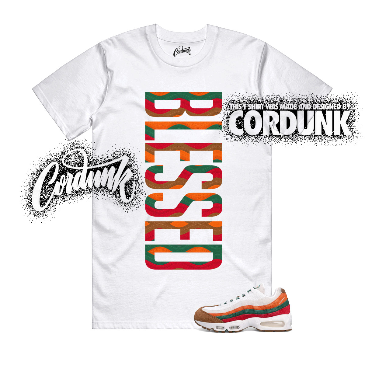 Air Max 95 Eleven Total Orange Green Gym Red Big Bubble T Shirt Match VERTBLS