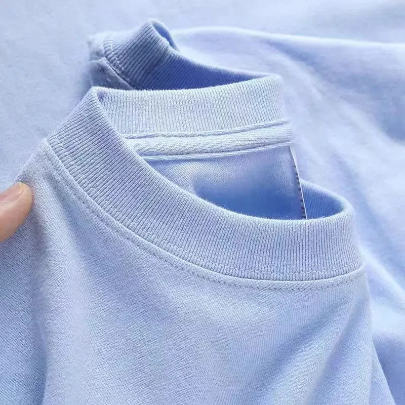 Unisex Heavyweight Pure Cotton Shirt Summer Loose Fit Breathable Casual Tee Gift