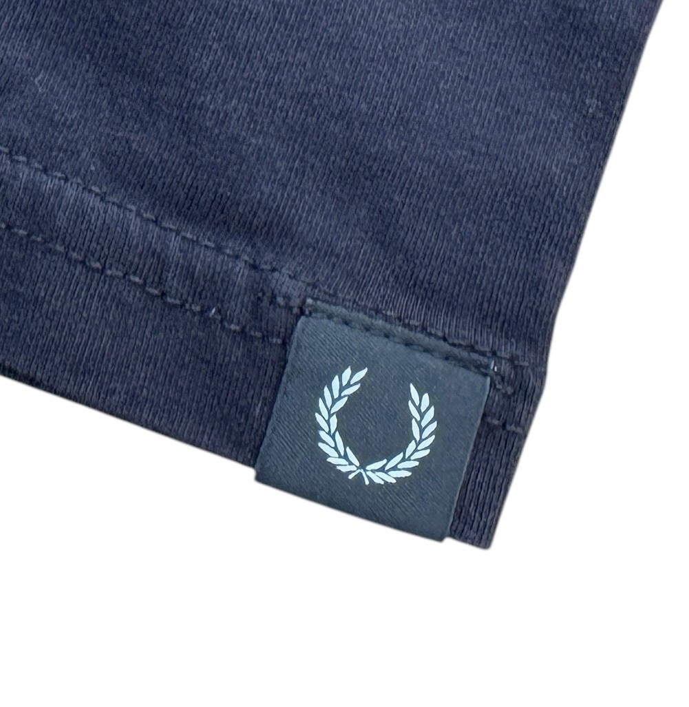 The Original Fred Perry T Shirt Crew Neck Black Plaid Detail Mens Small